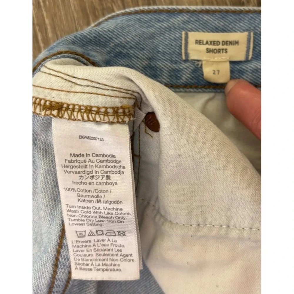 Madewell Distressed 100% Cotton Relaxed‎ Denim Cutoff Shorts Raw Hem Size 27 - Picture 3 of 6